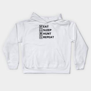 Eat Sleep Hunt Repeat Black Variant Kids Hoodie